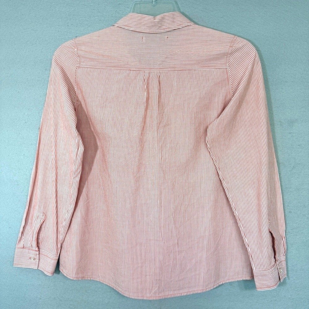 Old‎ Navy Red White Striped Women's Button Top Size M Cotton Preppy Americana - Picture 2 of 8